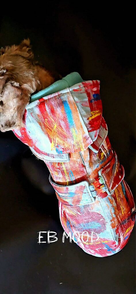 Cappotto impermeabile EB MOOD Urban Mood con dettagli dipinti a mano, realizzato artigianalmente.